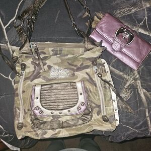 Kathy Van Zeeland Camouflage Bag With Coordinating Wallet